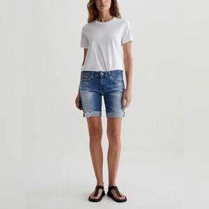 NWT AG-Ed Nikki Shorts 16 Year Indigo Deluge Deconstructed Mid-Rise Size 31